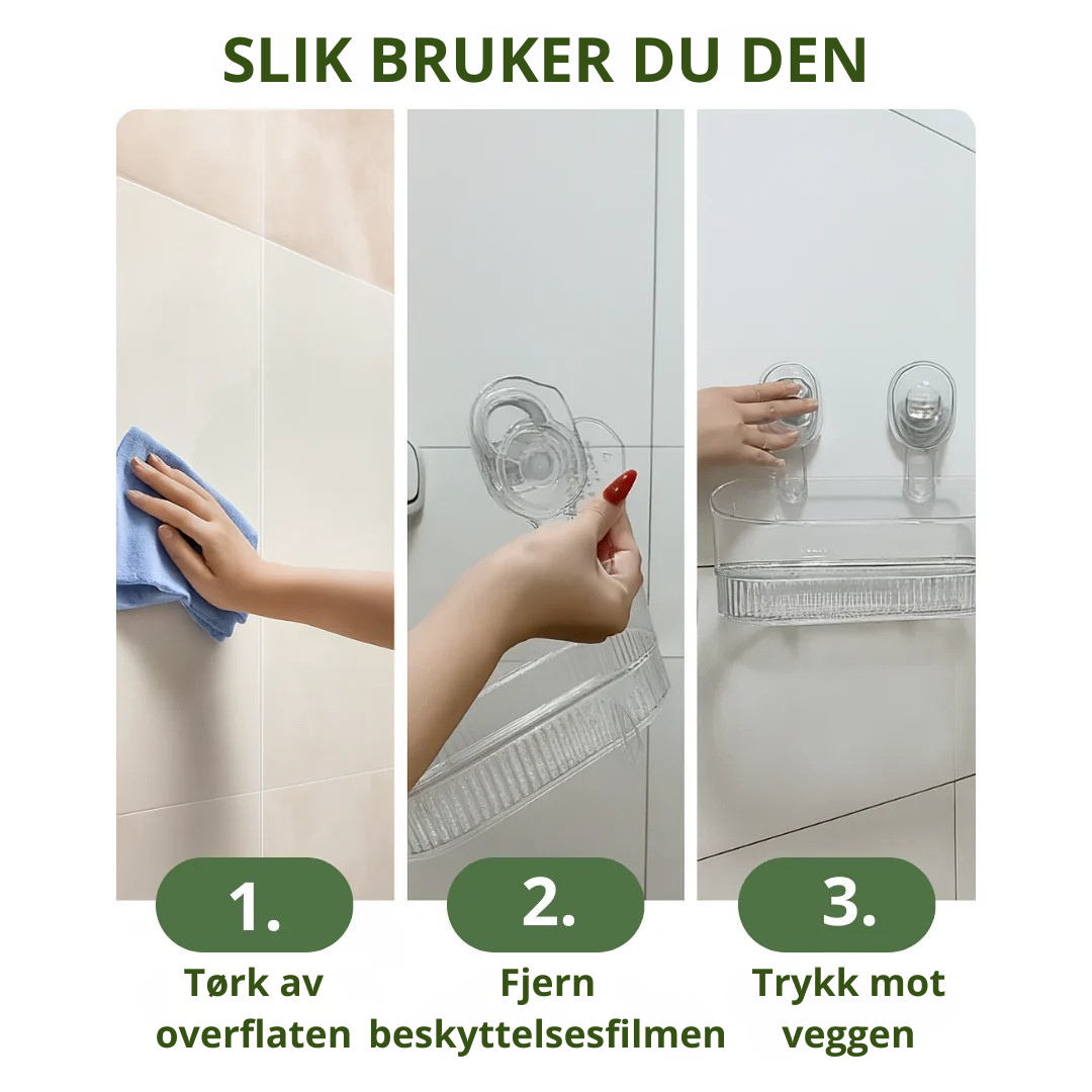 Norillo™ – Selvheftende vegghylle uten boring for kjøkken og bad