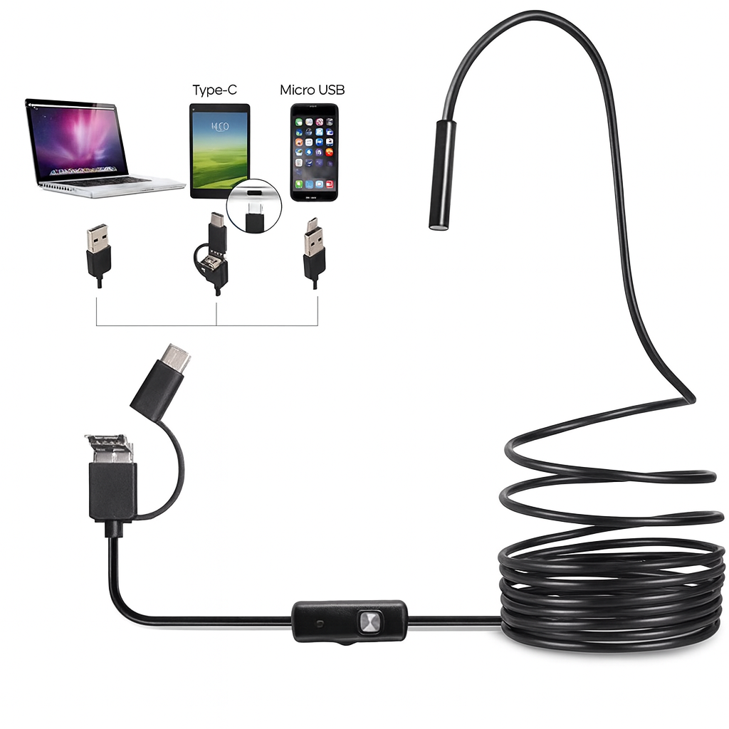 Norillo™ – Fleksibelt HD-endoskopkamera med 6 justerbare LED-lys