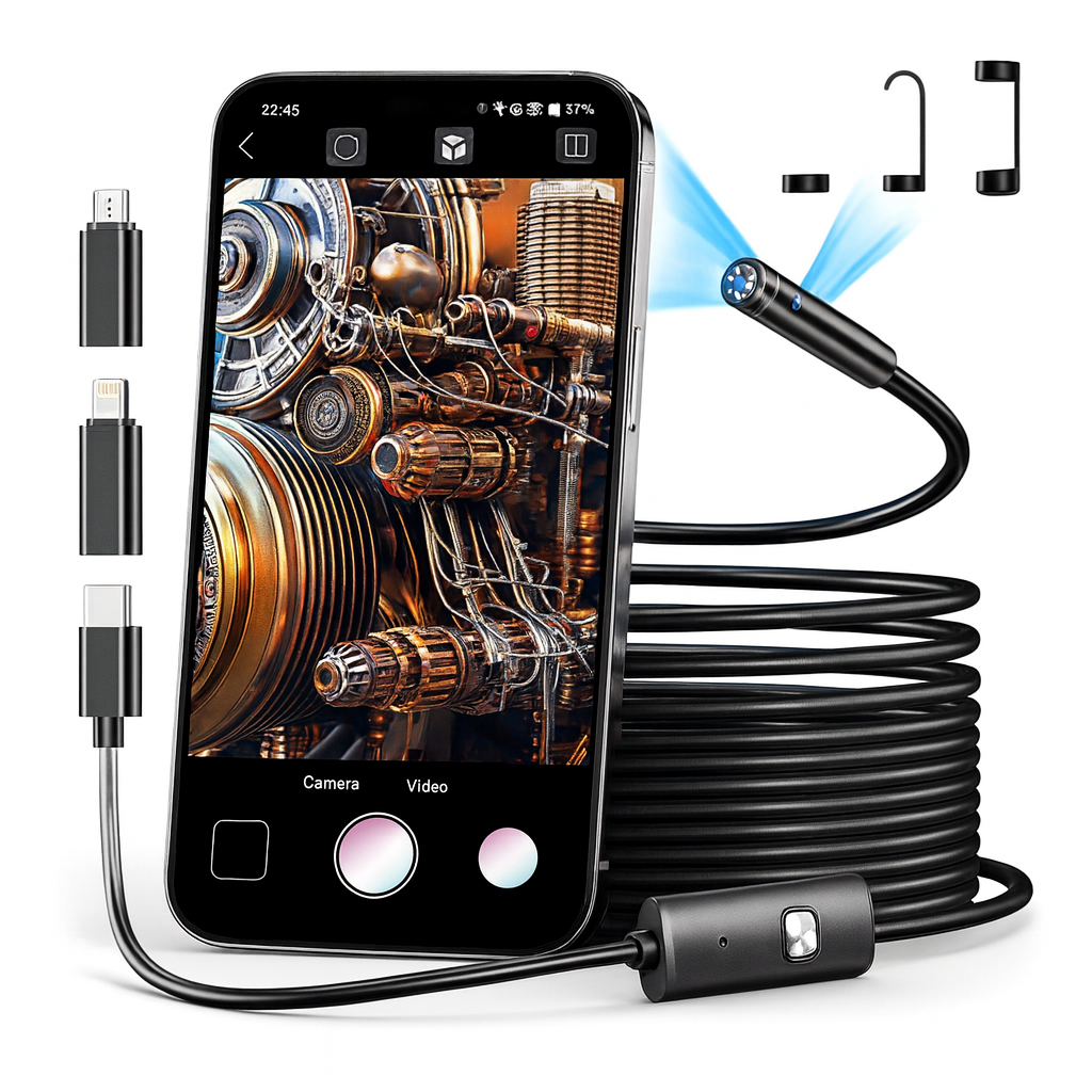 Norillo™ – Fleksibelt HD-endoskopkamera med 6 justerbare LED-lys