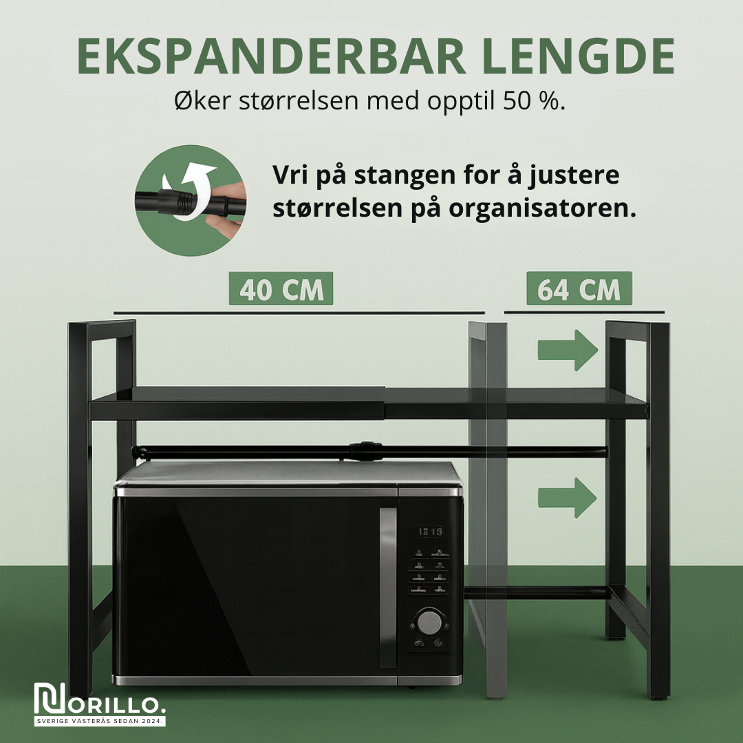 Norillo™ – Det justerbare kjøkkenstativet som maksimerer oppbevaringen din