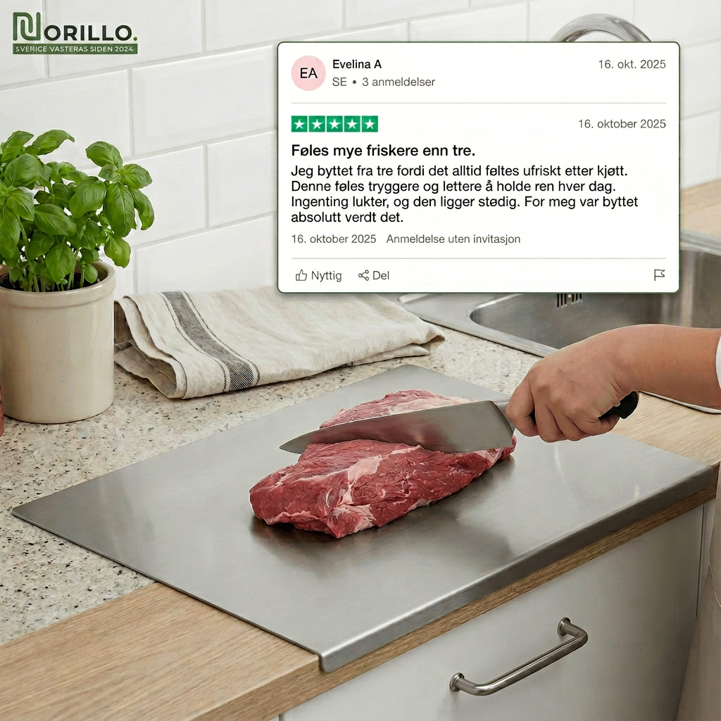 Norillo™ – hygienisk & bakteriebestandig – skjærebrett i rustfritt stål