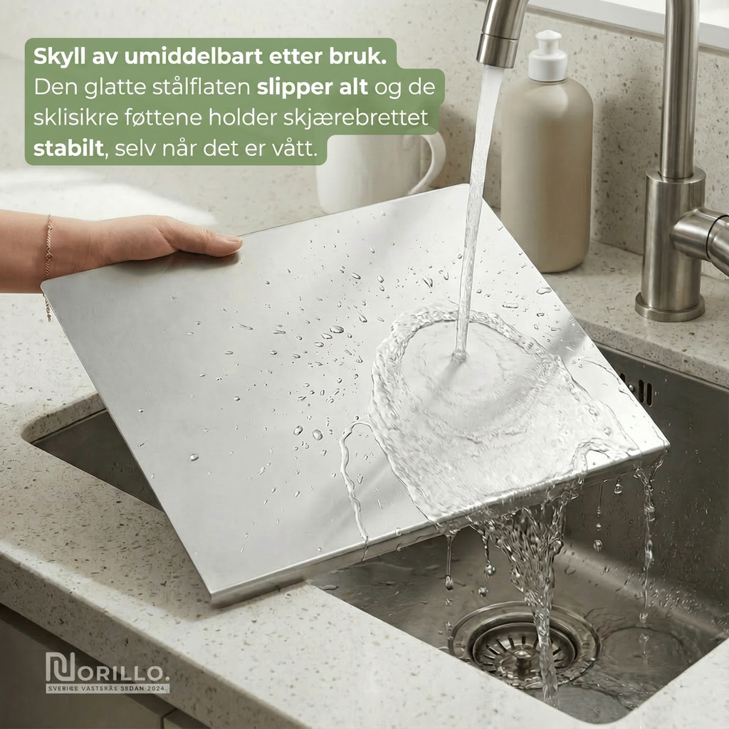 Norillo™ – hygienisk & bakteriebestandig – skjærebrett i rustfritt stål