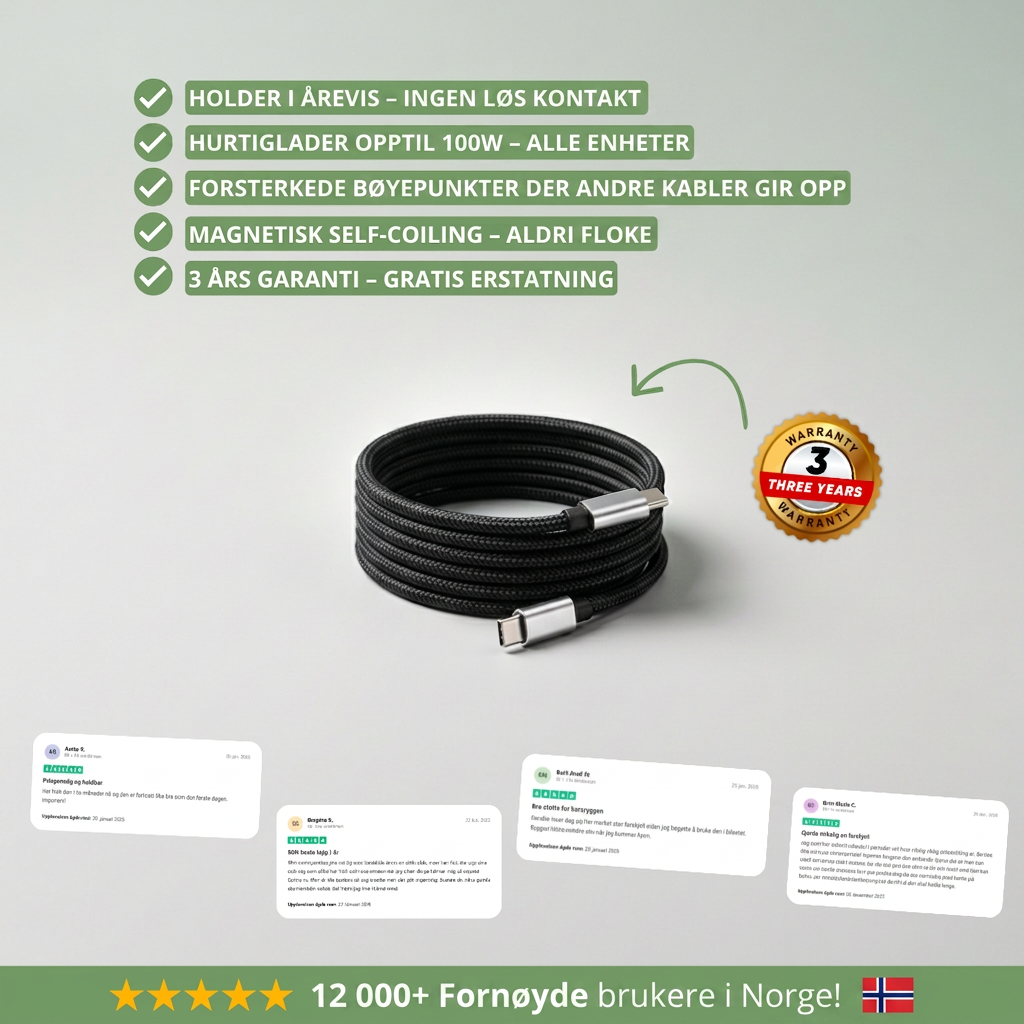 NorCable fordeler - holder i arevis, hurtiglader 100W