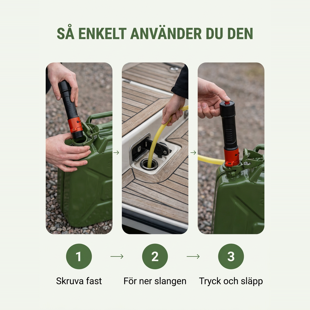 Norillo® – TankFlow – Pump drivstoff fra kanne uten løft og søl