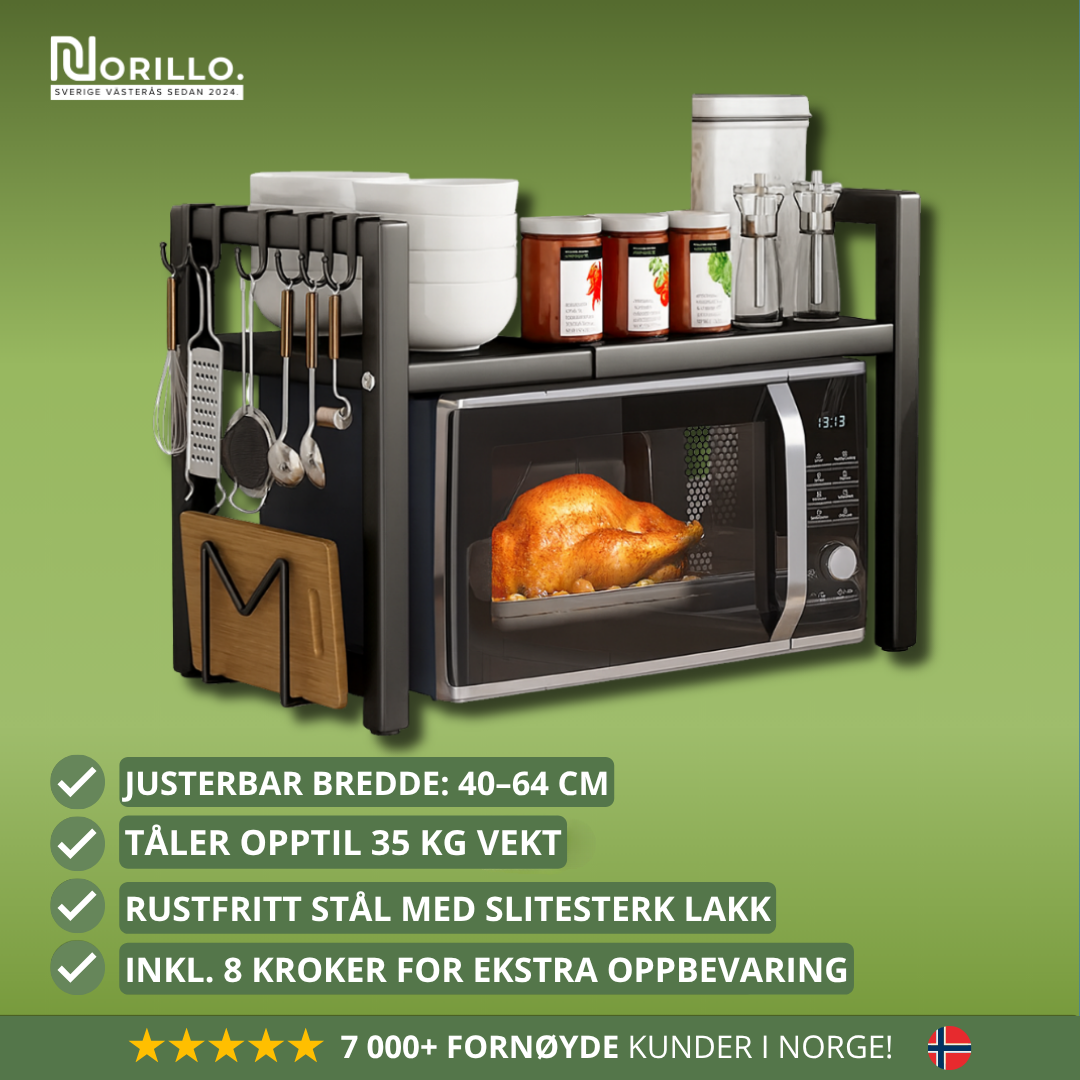 Norillo™ – Det justerbare kjøkkenstativet som maksimerer oppbevaringen din