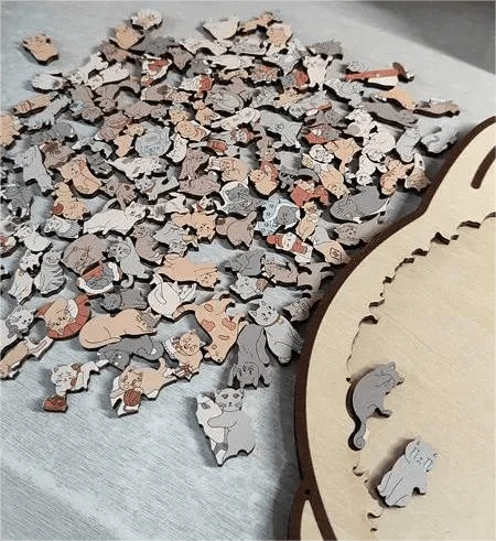 Norillo™ – Kattepuslespill i Tre med Morandi-farger (135 Deler)