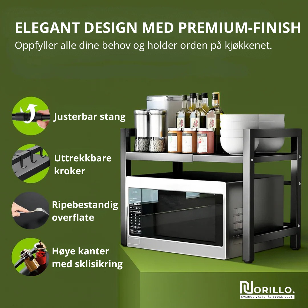 Norillo™ – Det justerbare kjøkkenstativet som maksimerer oppbevaringen din