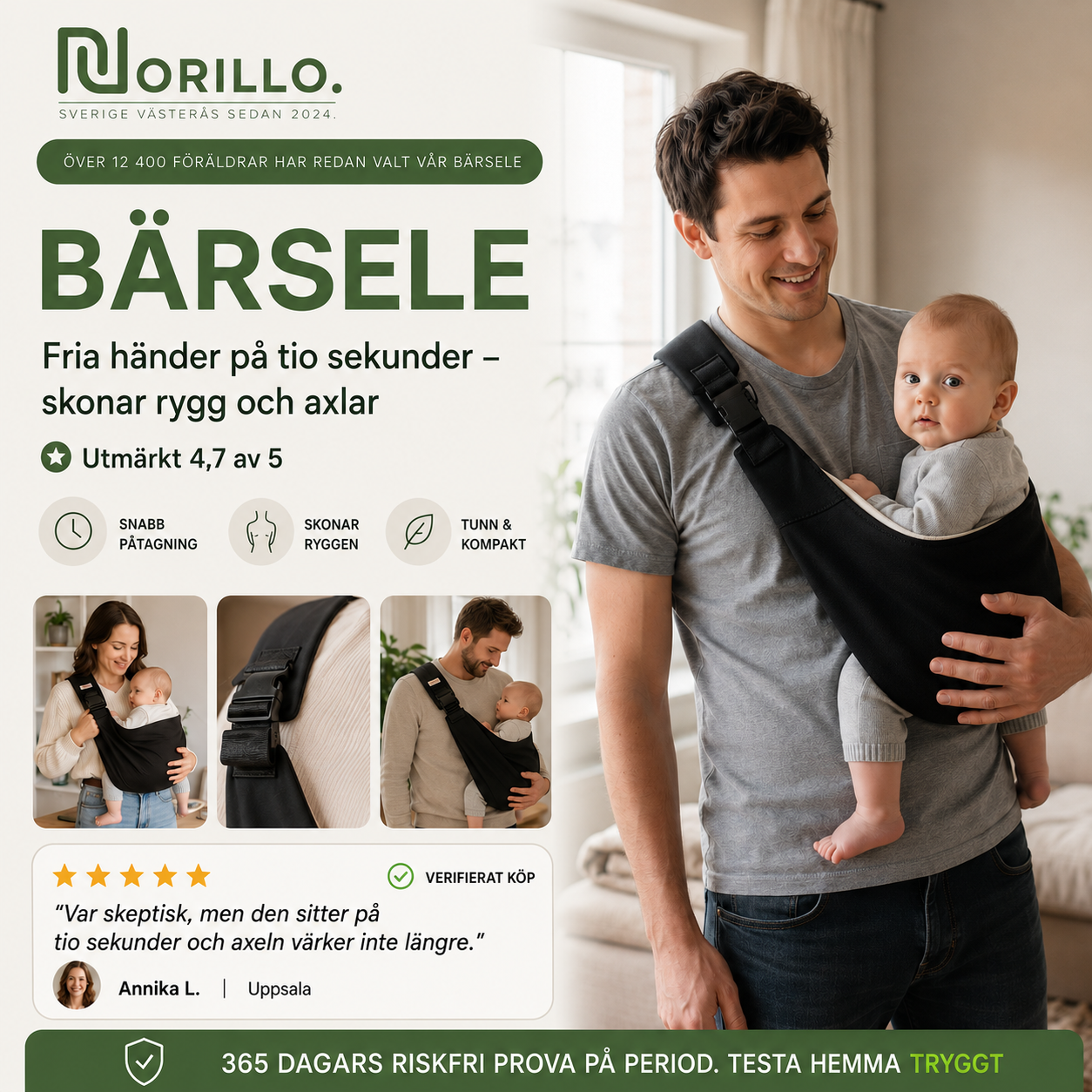 Norillo™ – Myk bæresele som fordeler vekten og skåner ryggen