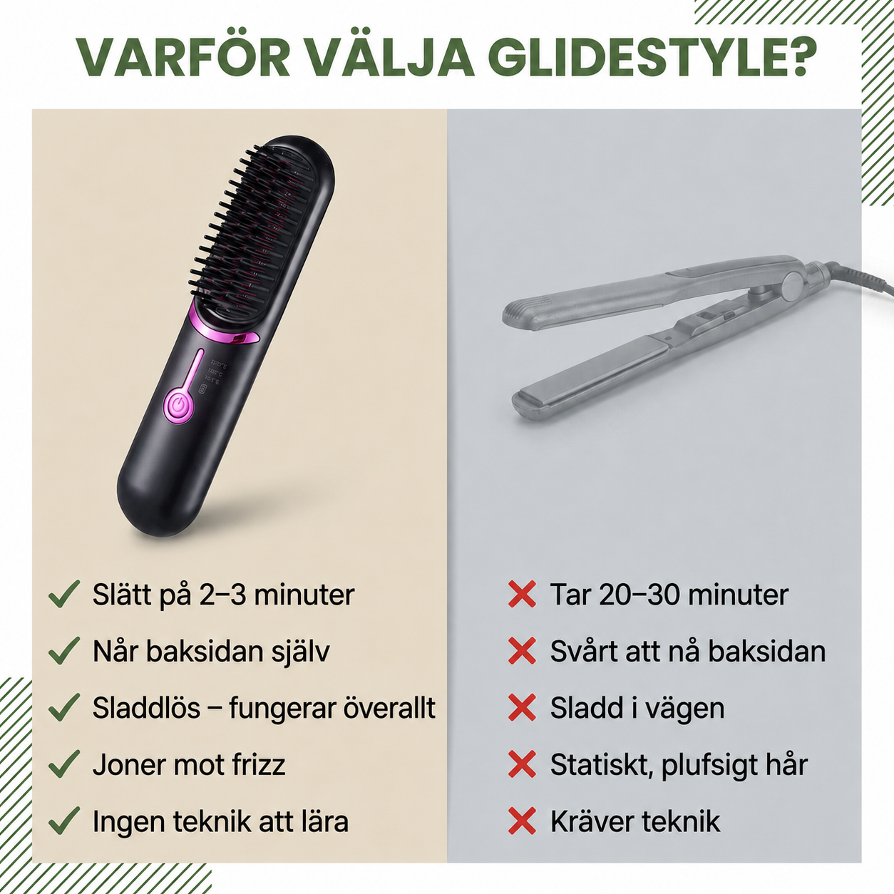 Norillo® – GlideStyle – Trådløs varmebørste for glatt hår på minutter