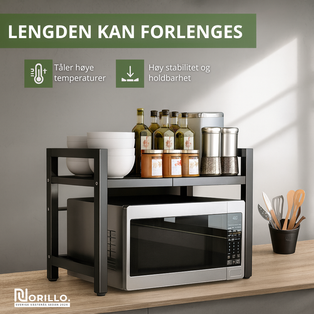 Norillo™ – Det justerbare kjøkkenstativet som maksimerer oppbevaringen din