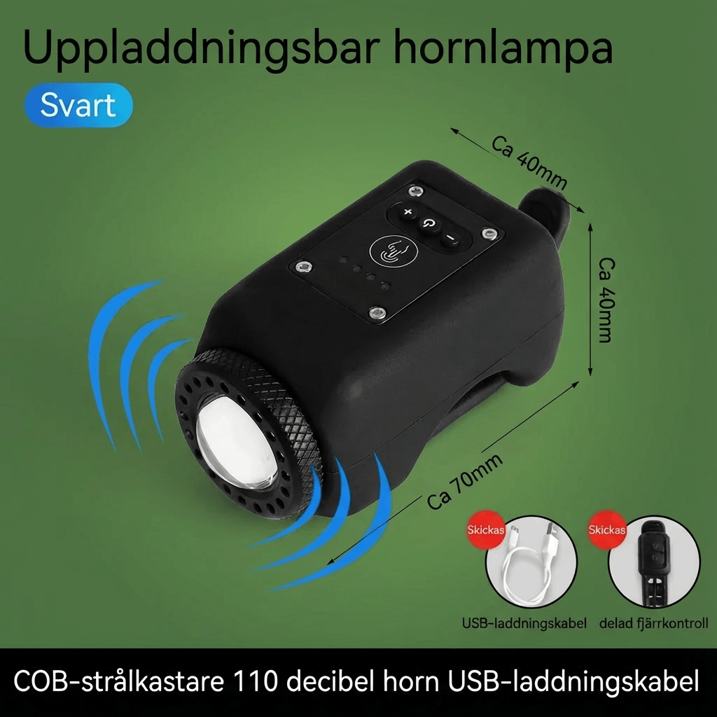 Norillo™ – 110 dB sykkelhorn med langtrekkende frontlys for nattkjøring