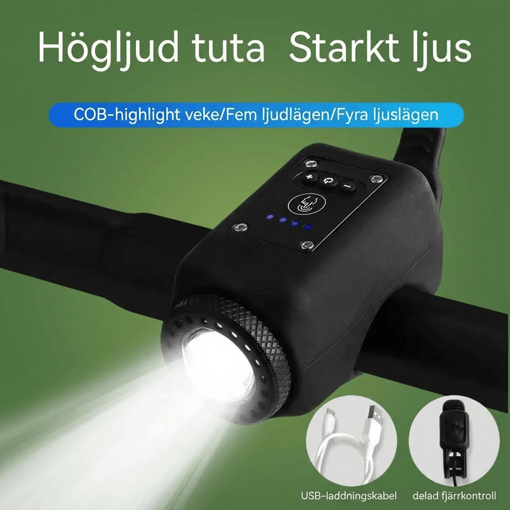 Norillo™ – 110 dB sykkelhorn med langtrekkende frontlys for nattkjøring