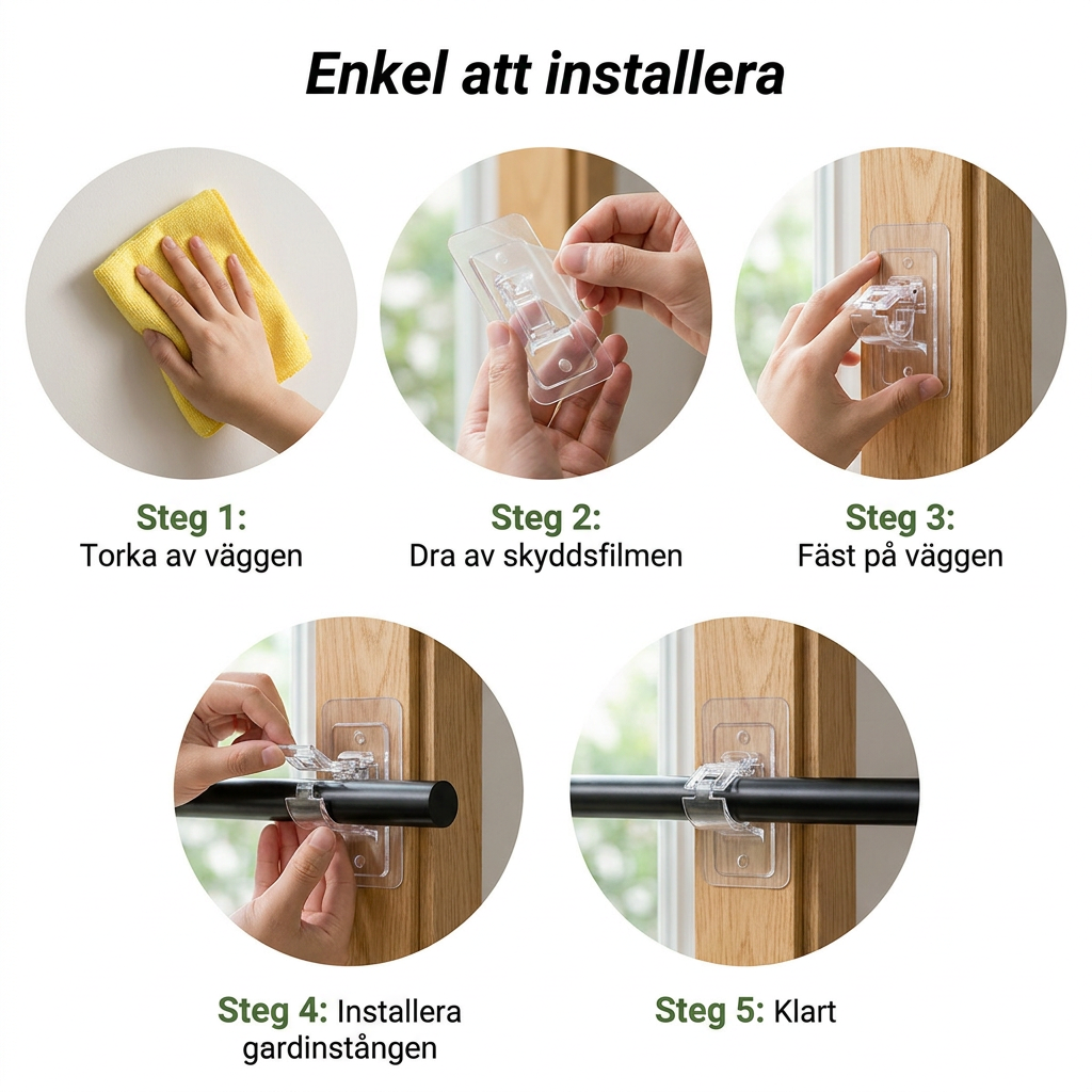 Norillo™ – Selvklebende gardinstangholder uten boring i veggen