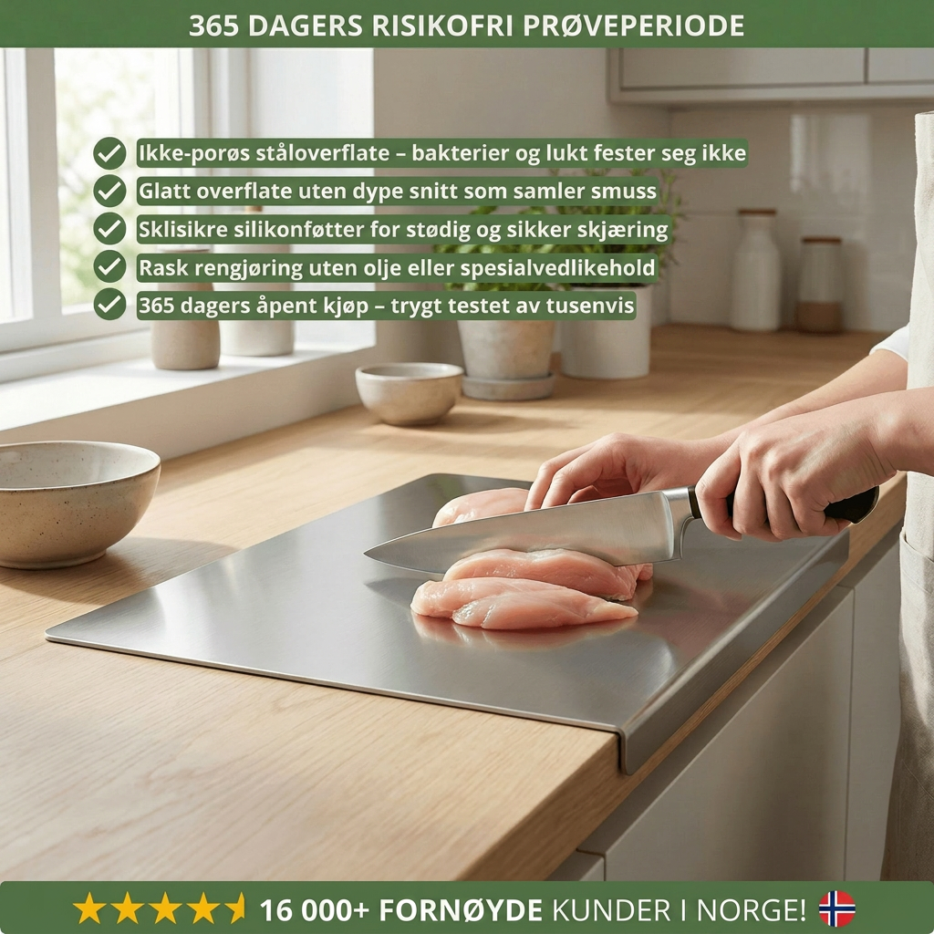 Norillo™ – hygienisk & bakteriebestandig – skjærebrett i rustfritt stål