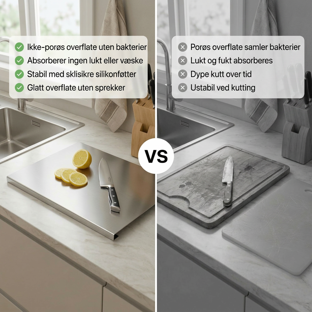 Norillo™ – hygienisk & bakteriebestandig – skjærebrett i rustfritt stål