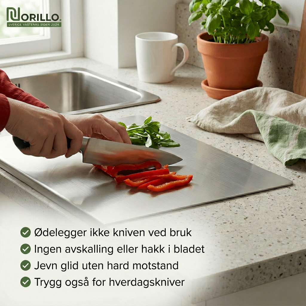 Norillo™ – hygienisk & bakteriebestandig – skjærebrett i rustfritt stål