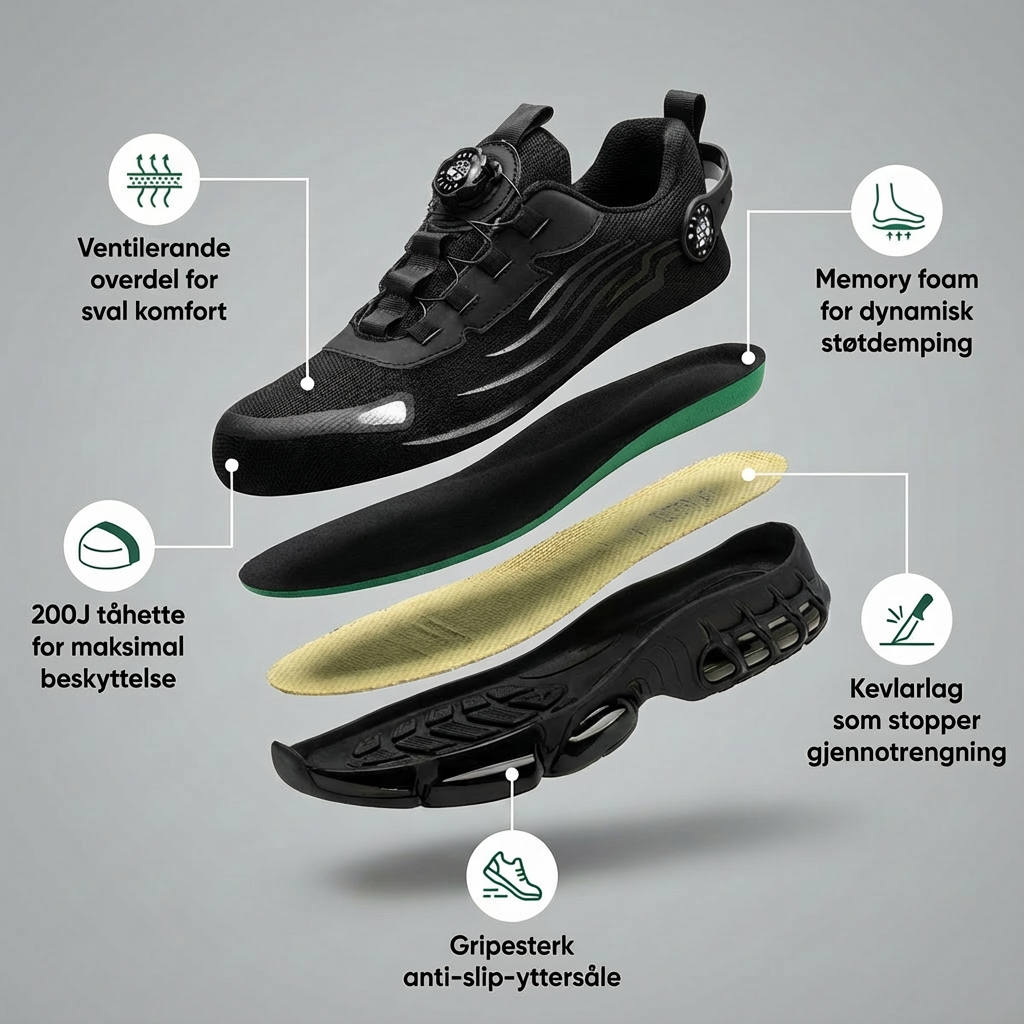 Norillo™ – ArmorFlex S3 Air – Ultralette vernesko med ståltåhette & vrilås