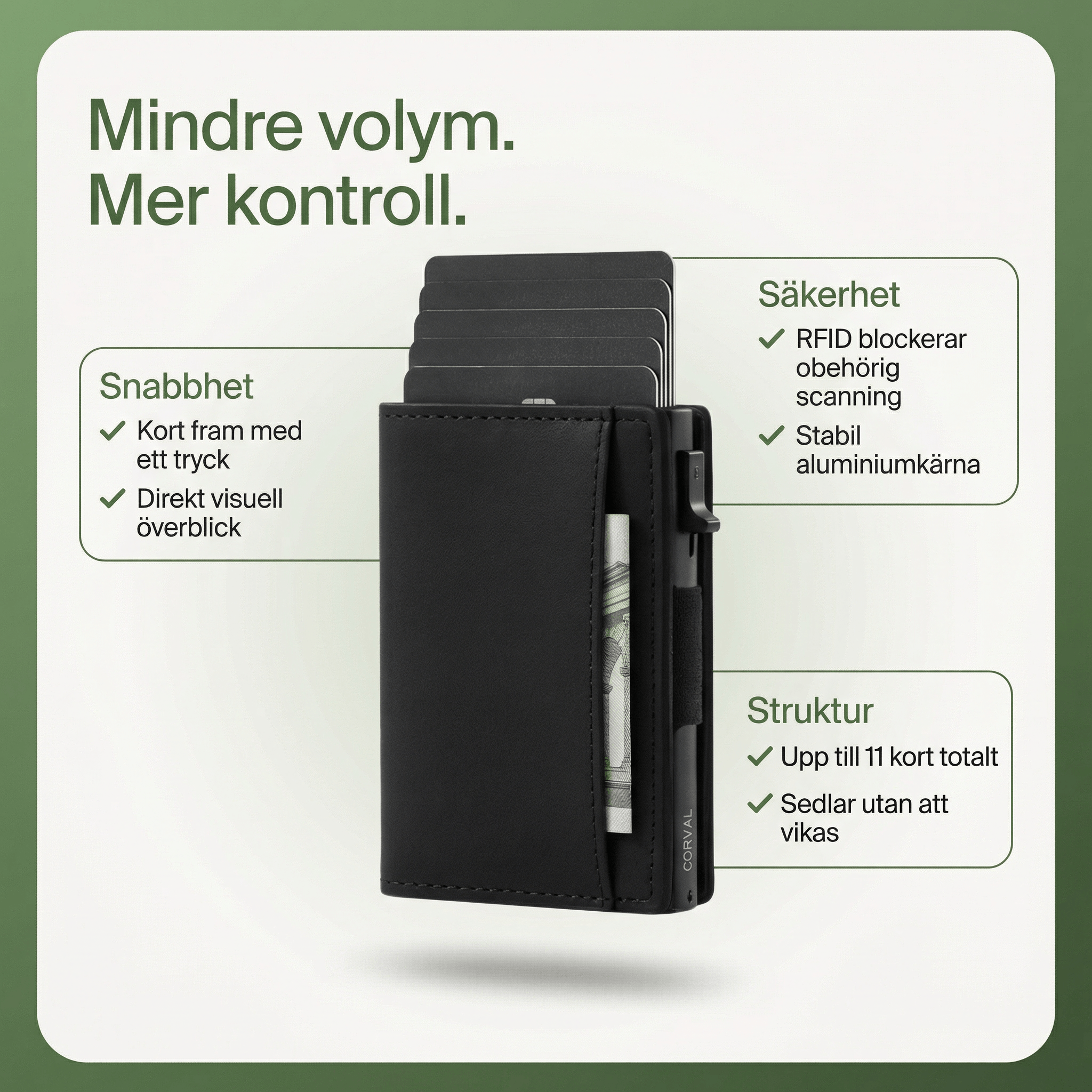 Norillo™ CardShield 3.0 – Slank lommebok med RFID-beskyttelse
