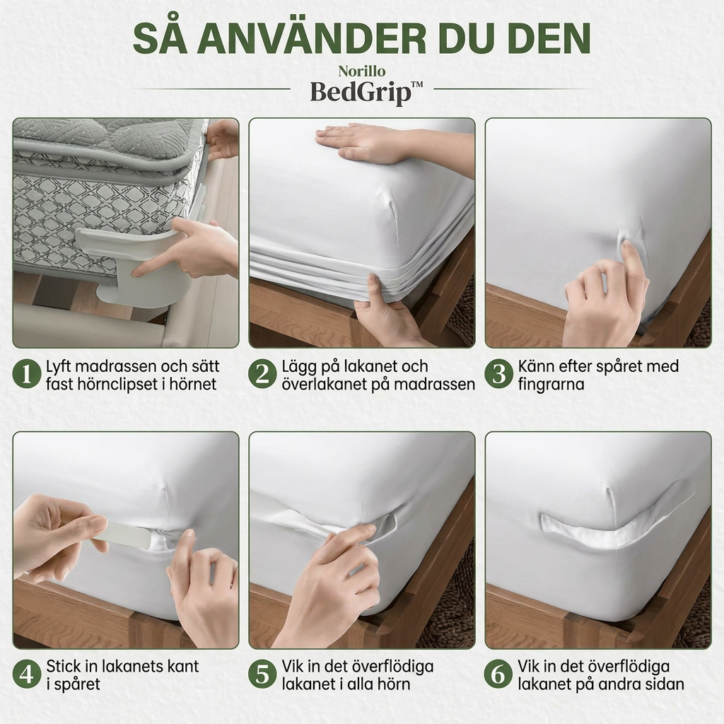 Norillo™ – BedGrip – Slutt med løse hjørner og krøllete laken for alltid