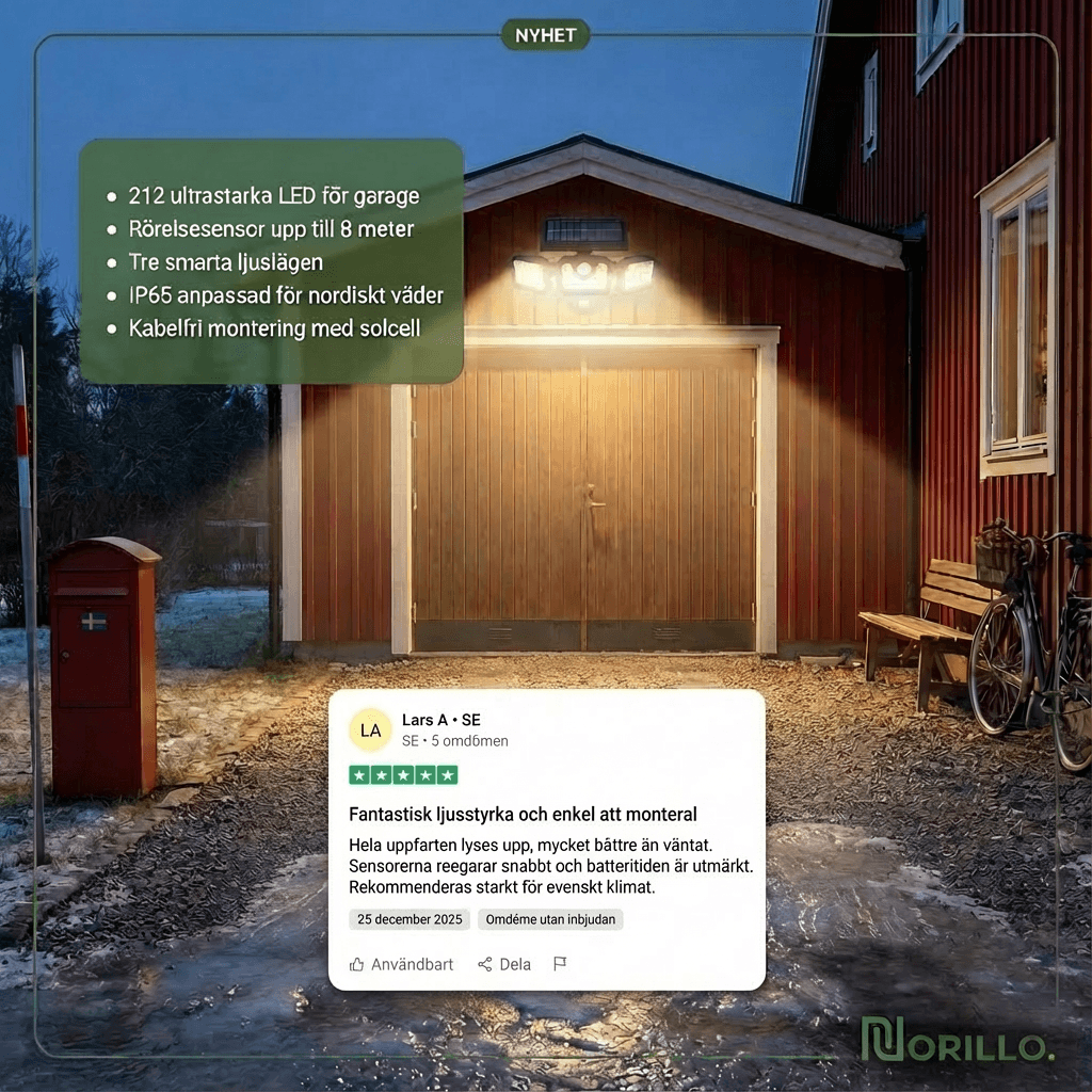 Norillo solcellebelysning med bevegelsessensor