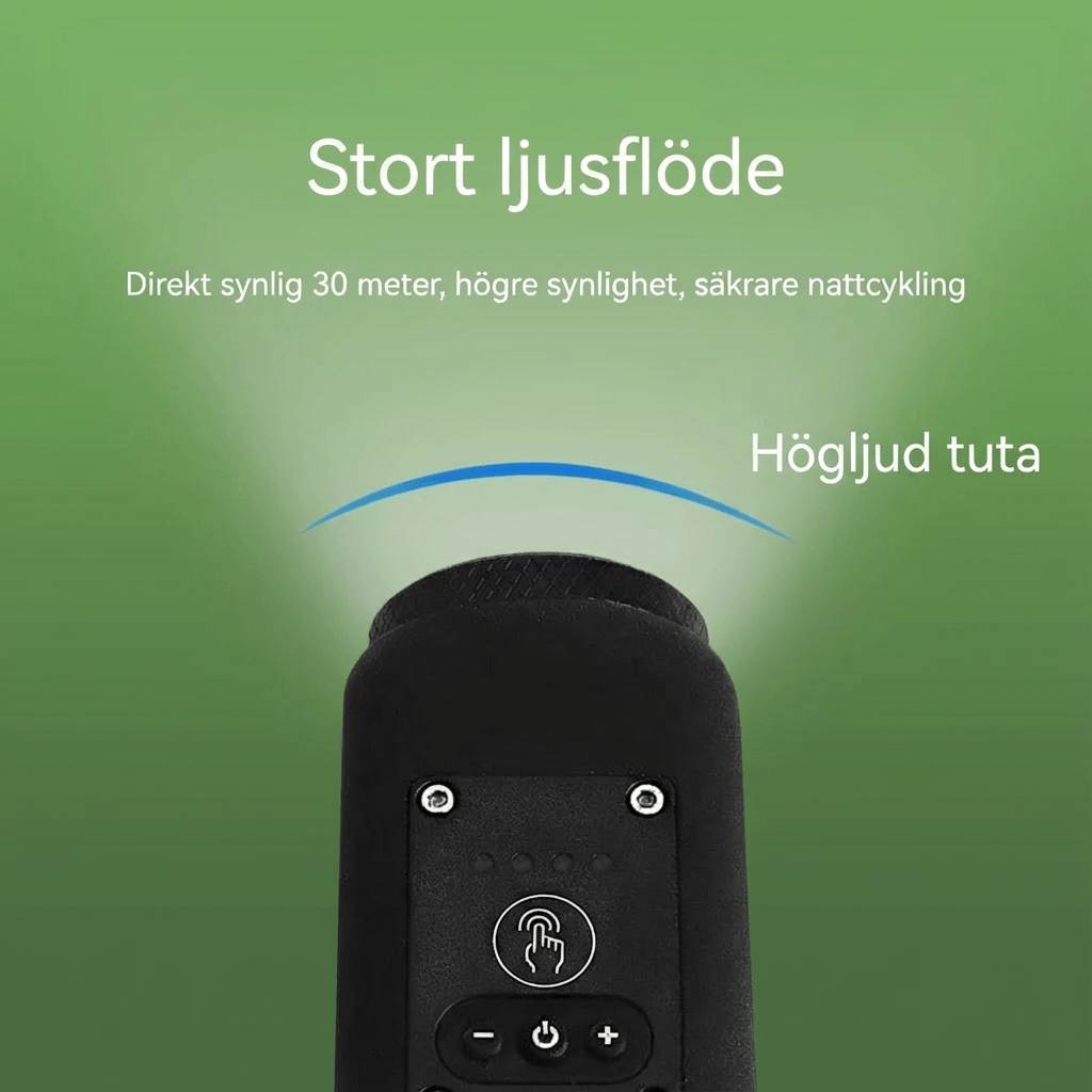Norillo™ – 110 dB sykkelhorn med langtrekkende frontlys for nattkjøring