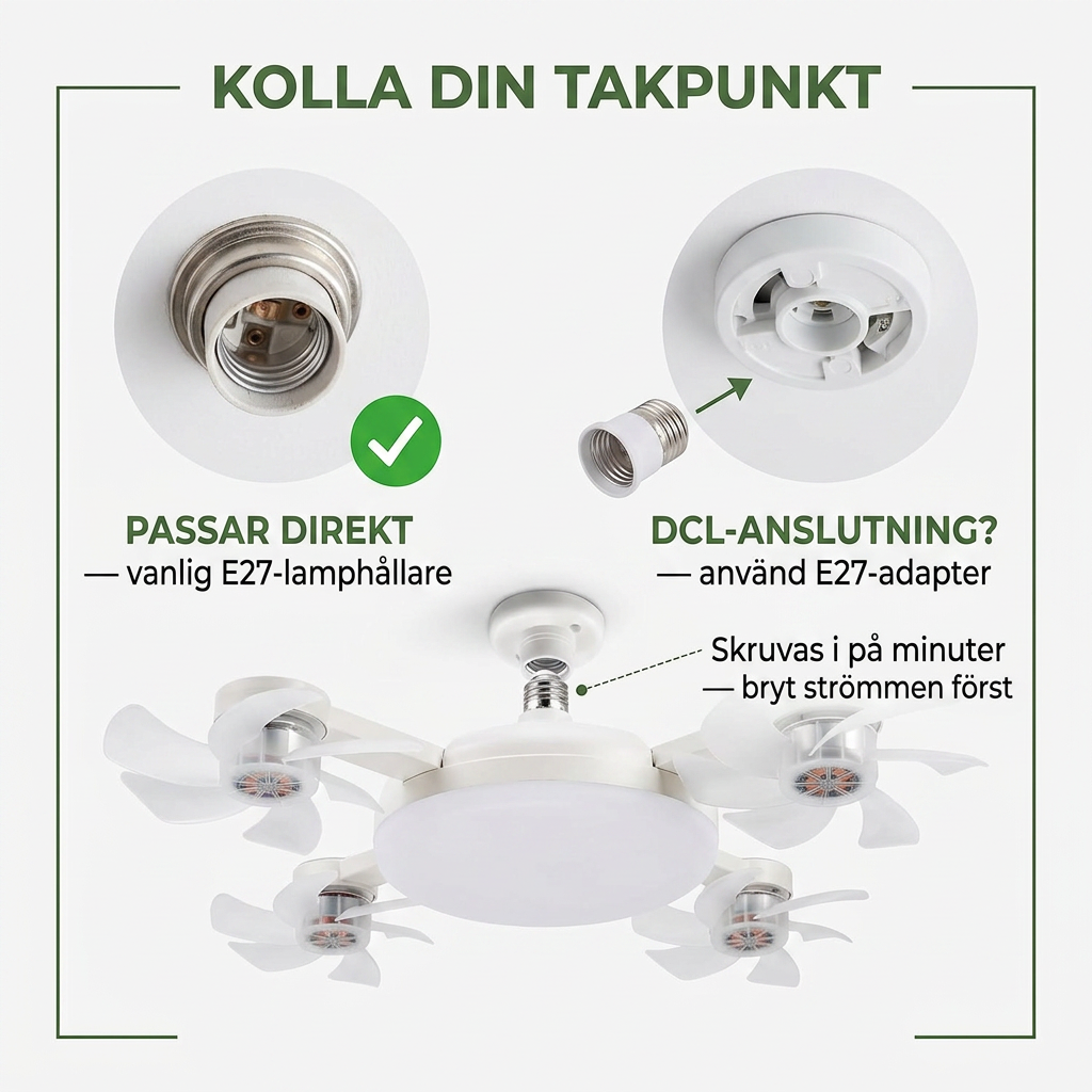 Norillo® – BreezeSocket – Takvifte med lampe som skrus i på minutter