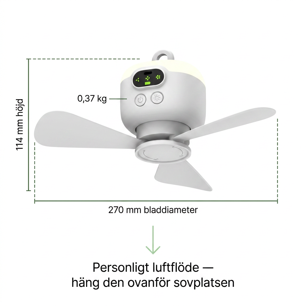 Norillo® – NightBreeze – Stille vifte og lampe for svale netter i teltet