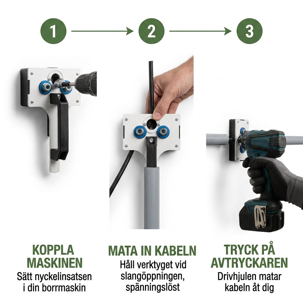 Norillo® – CableDrive – Trekker kabel gjennom røret på minutter, helt selv