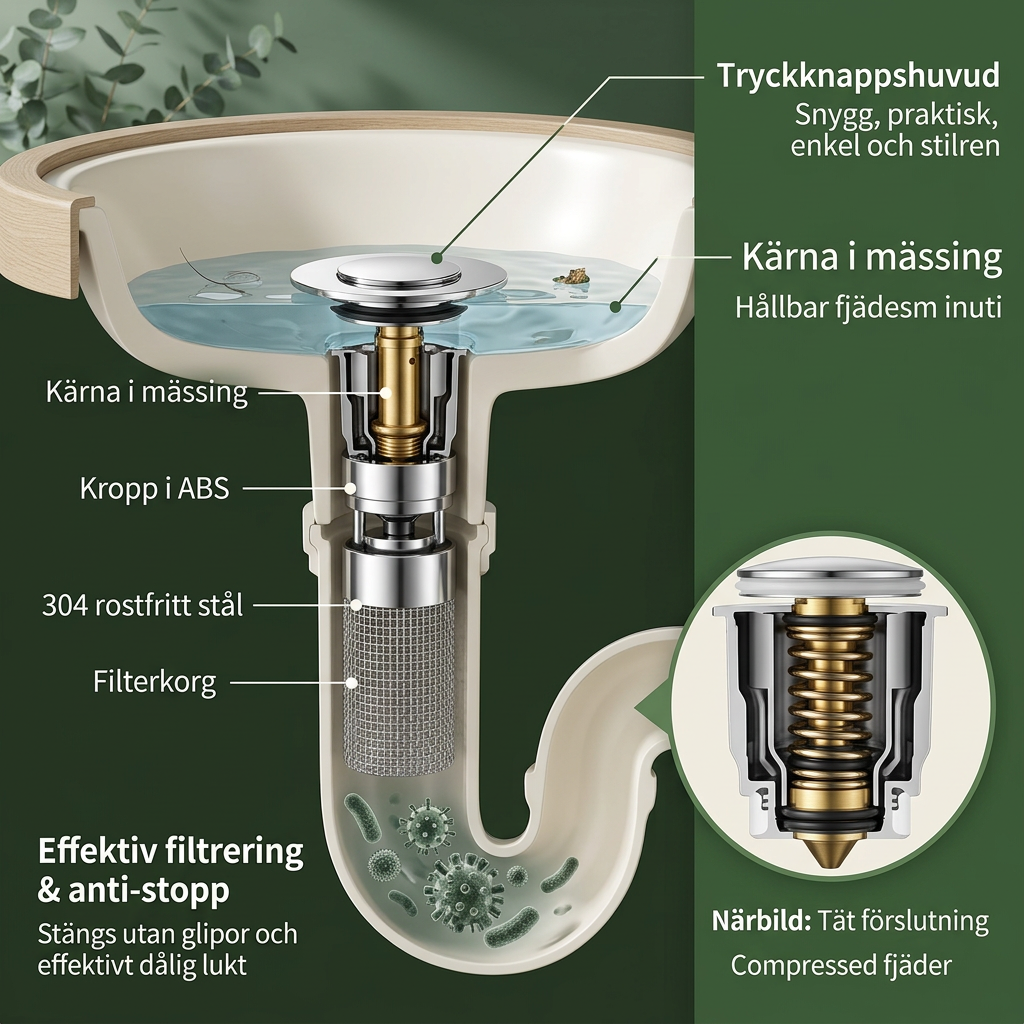 Norillo™ – Rustfritt avløpsfilter som stopper hår og vond lukt