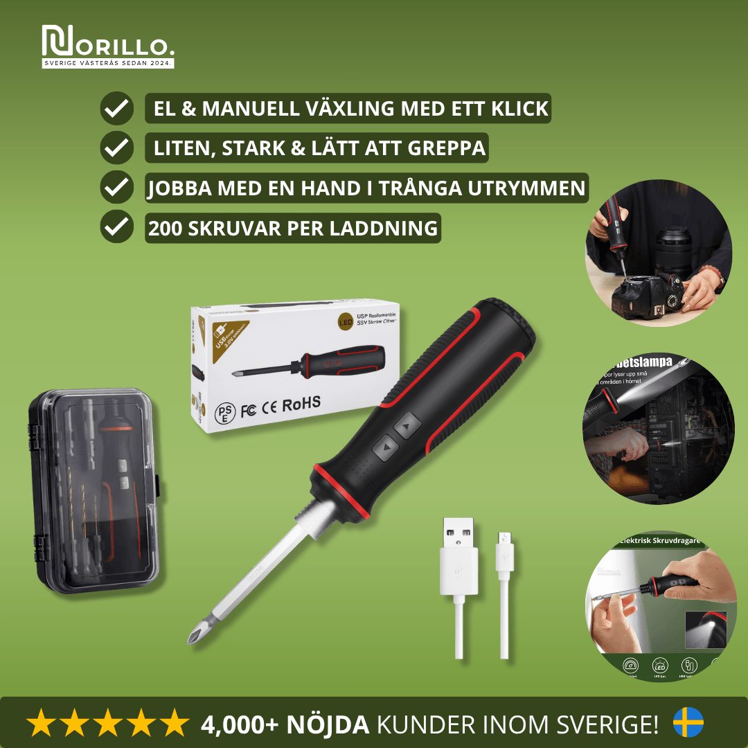 Norillo™ – Kraftfull 2-i-1 Elektrisk & Manuell Skrutrekker