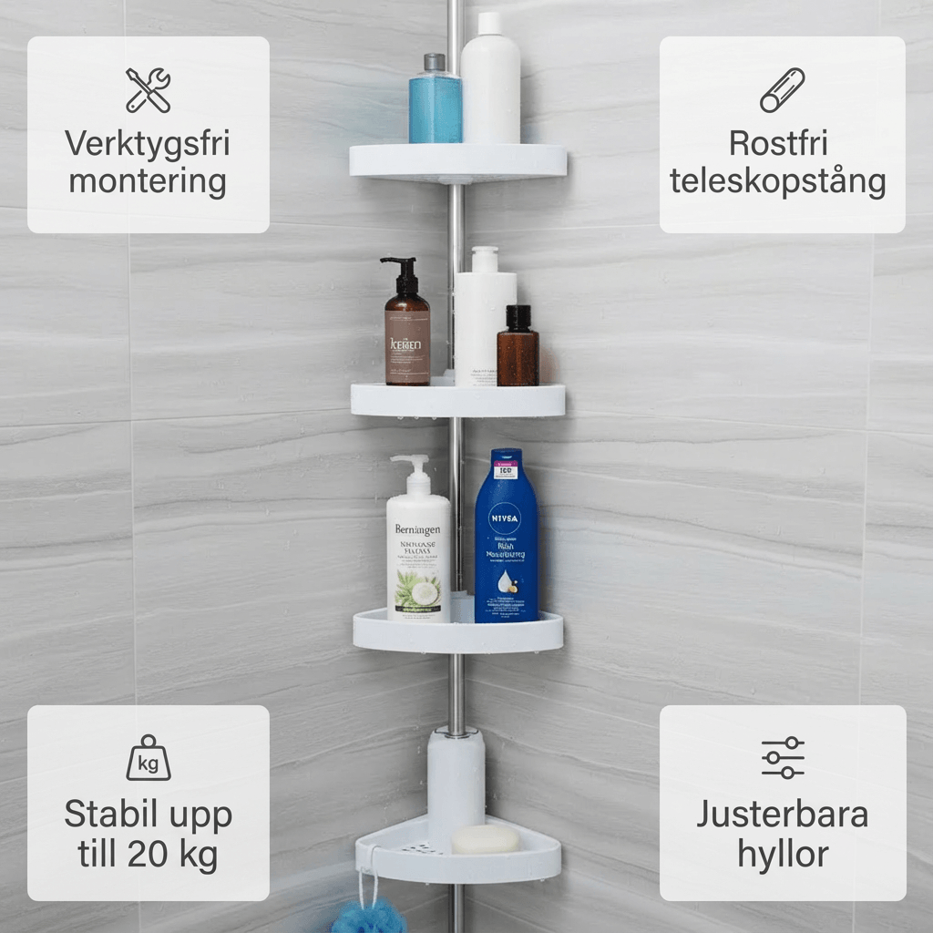Norillo™ – Uttrekkbar stabil hjørneoppbevaring med verktøyfri montering