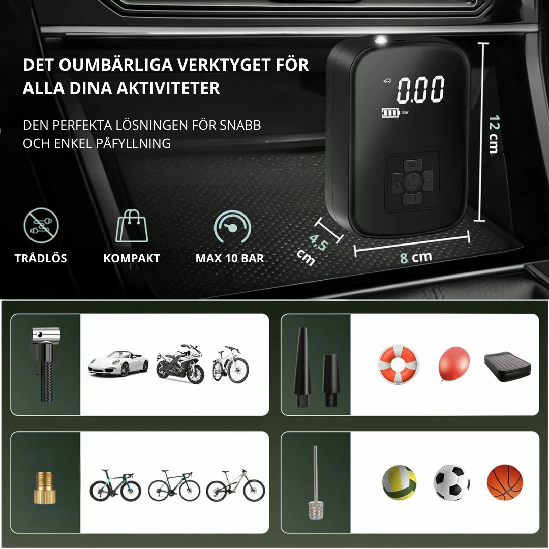 Norillo™ – Sterk og bærbar luftpumpe for bil, motorsykkel og sport