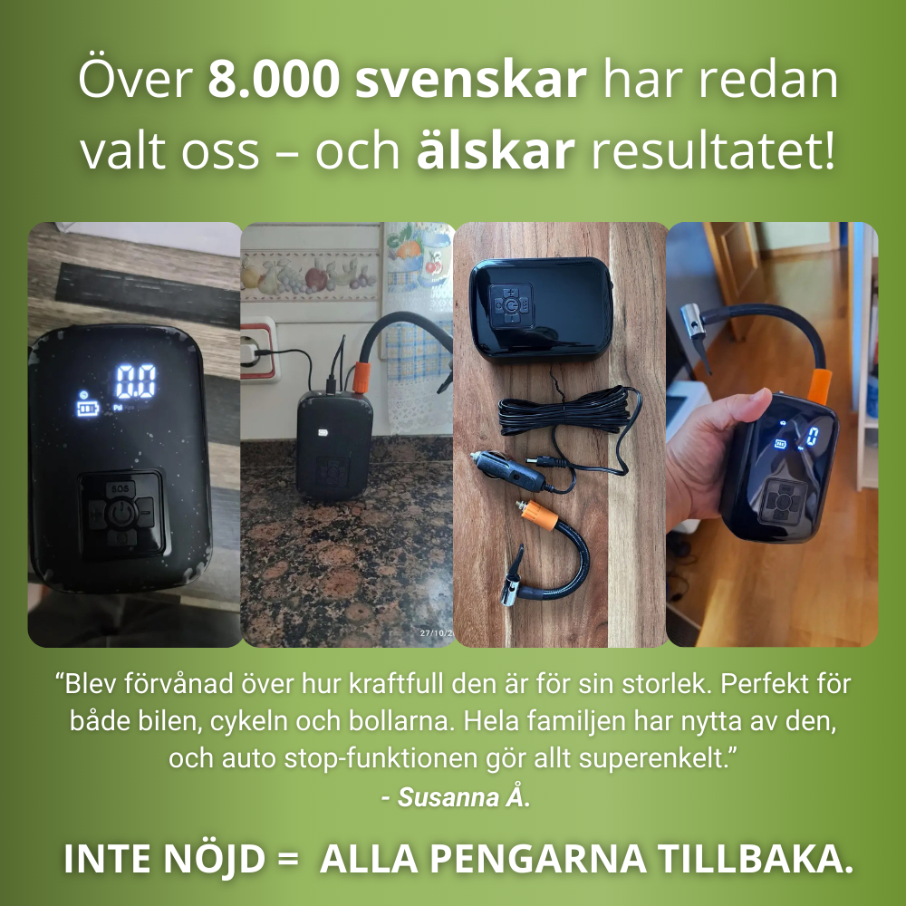 Norillo™ – Sterk og bærbar luftpumpe for bil, motorsykkel og sport