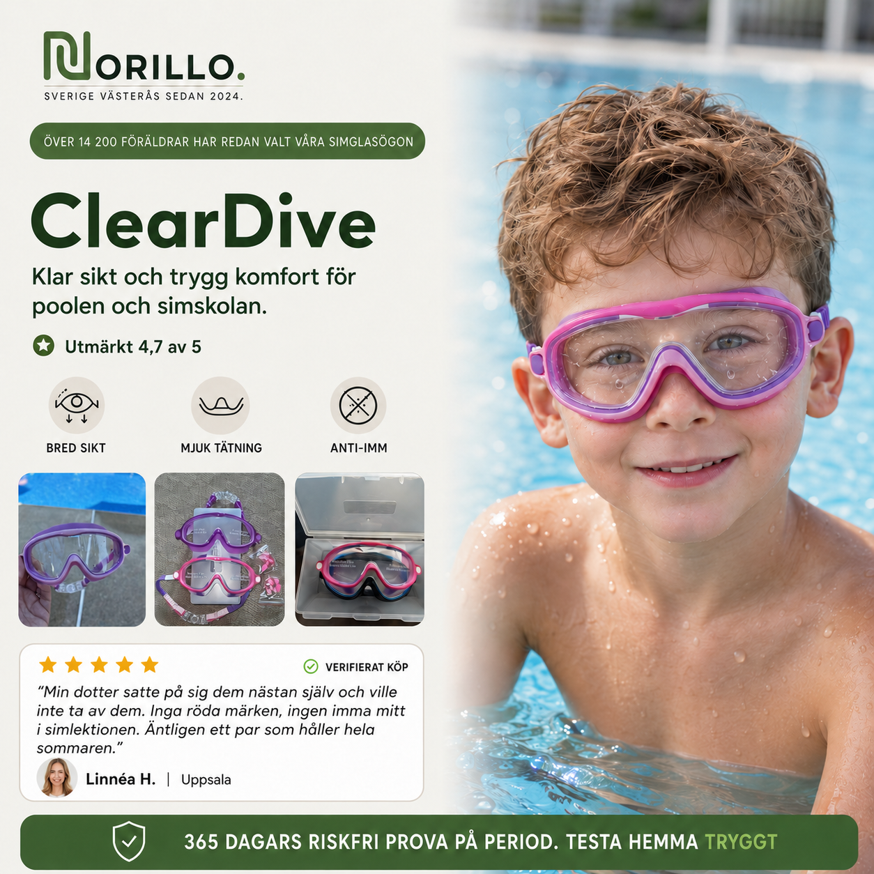 Norillo ClearDive barnesvømmebriller