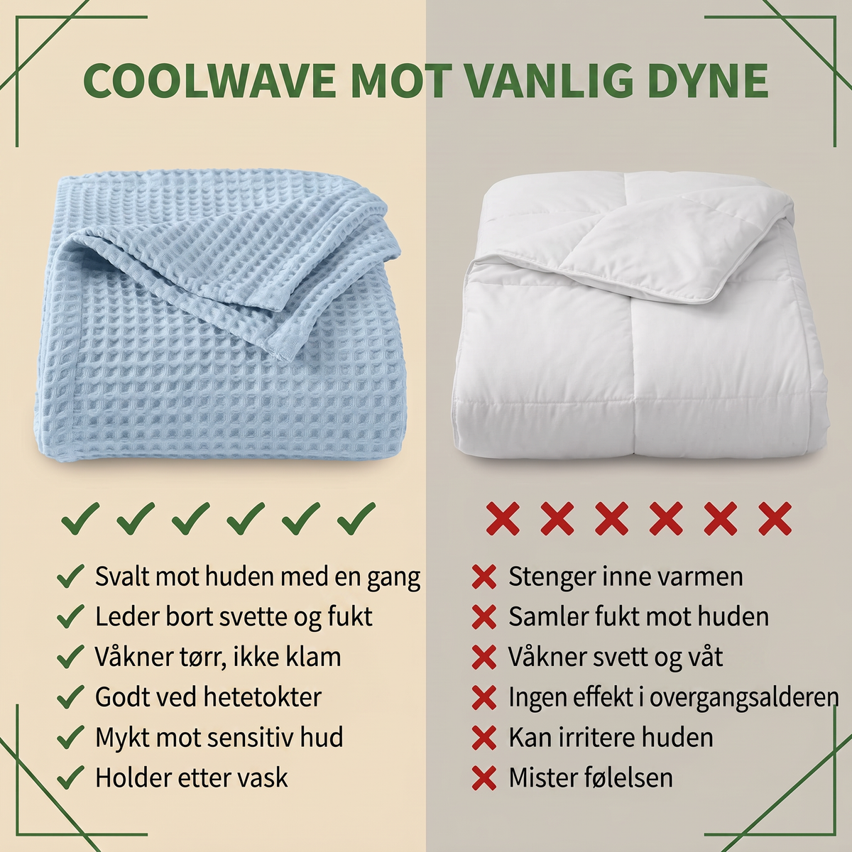 CoolWave mot vanlig dyne