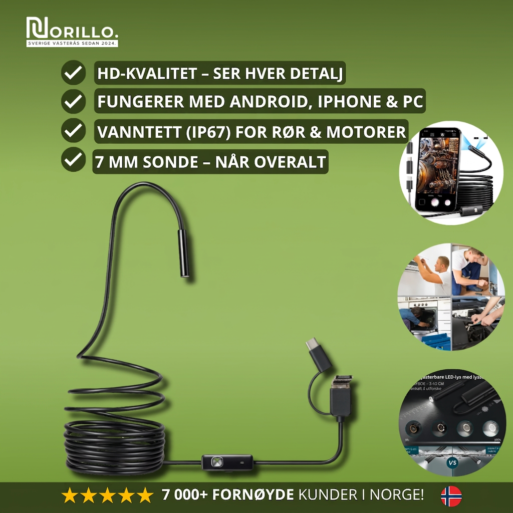 Endoskopkamera fordeler - HD-kvalitet, vanntett IP67