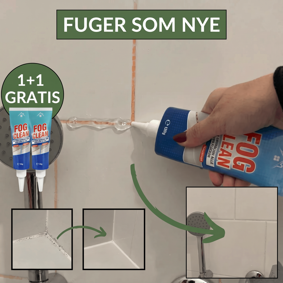 Fuger som nye – 1+1 gratis Fog Clean