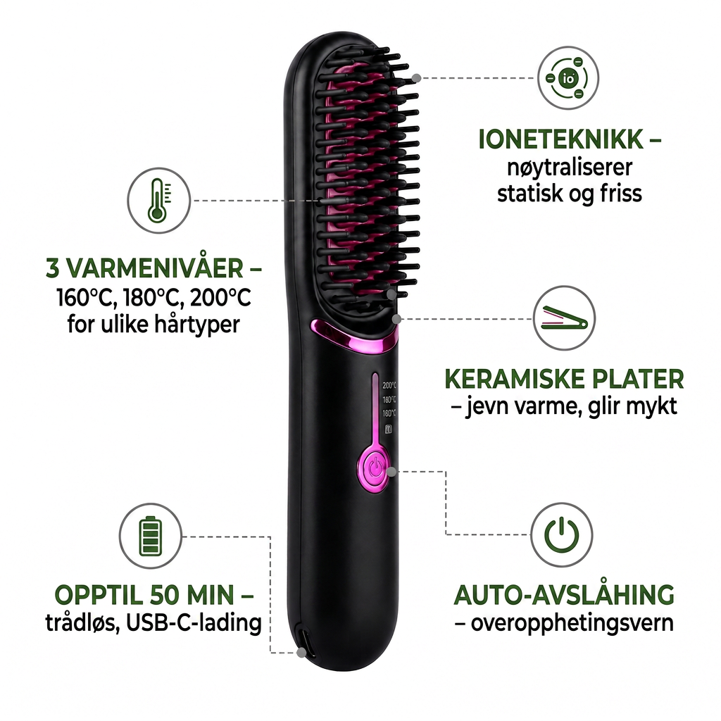 GlideStyle funksjoner - ioneteknikk, varmenivaer, keramiske plater