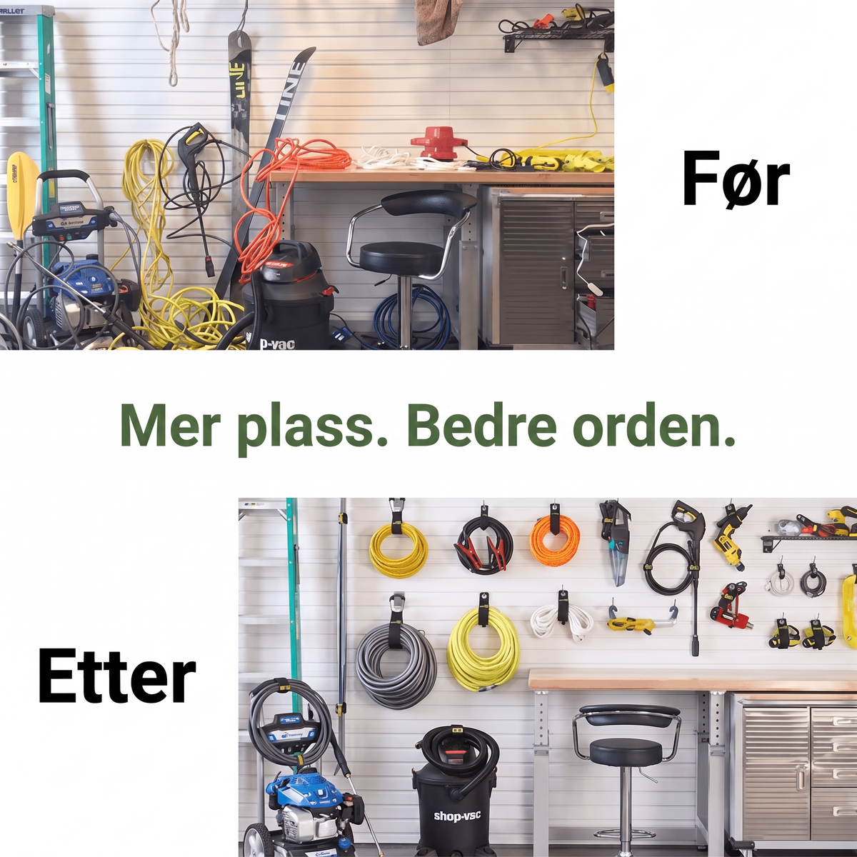 Før og etter: mer plass og bedre orden