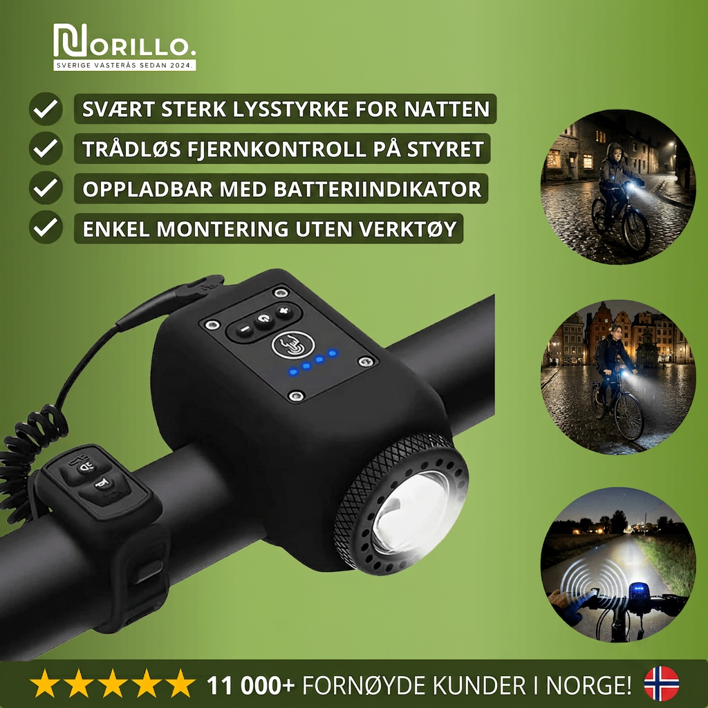 110 dB sykkelhorn med frontlys